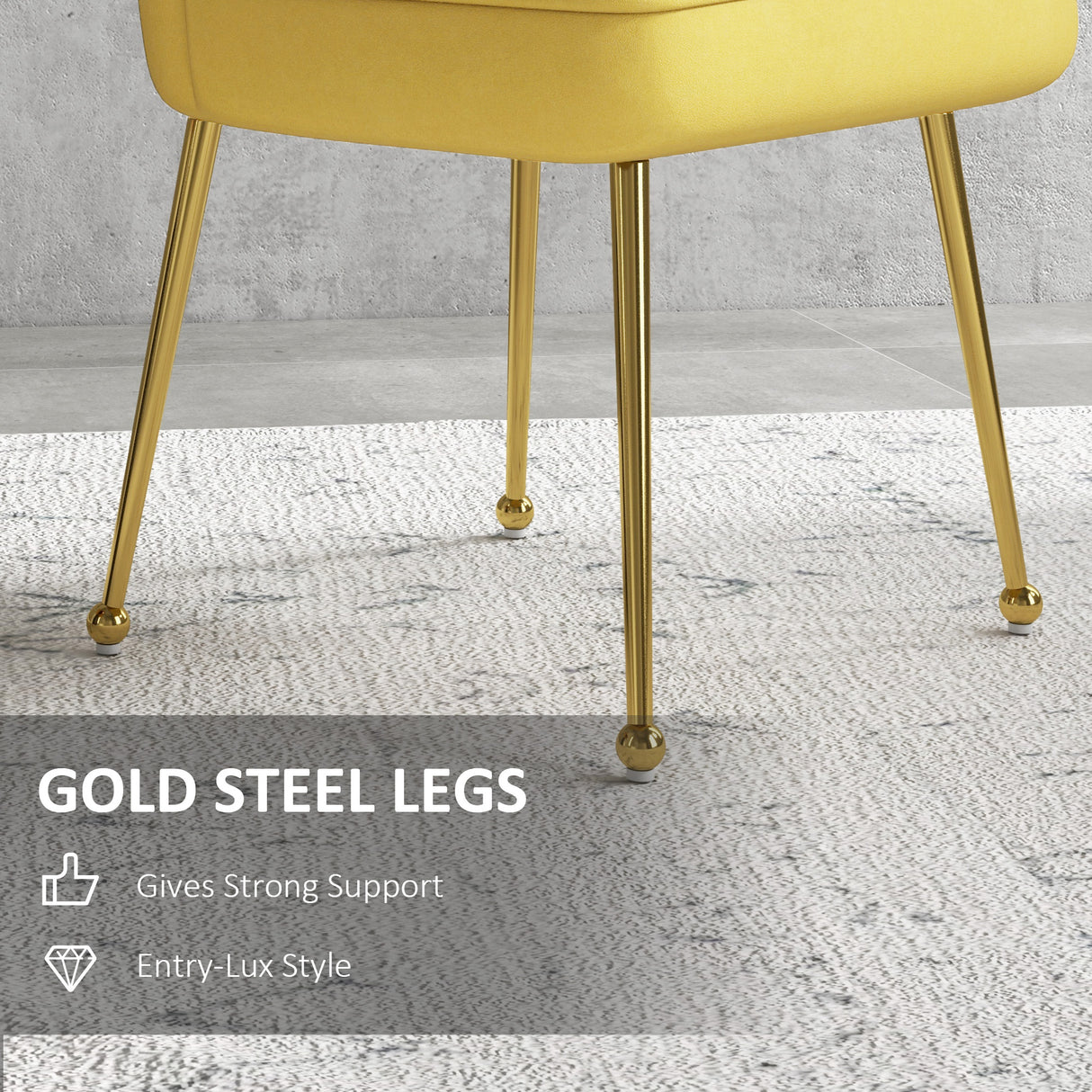 Velvet Accent Chair 57cm Wide With Metal Legs in Set Of 2 - Velmora