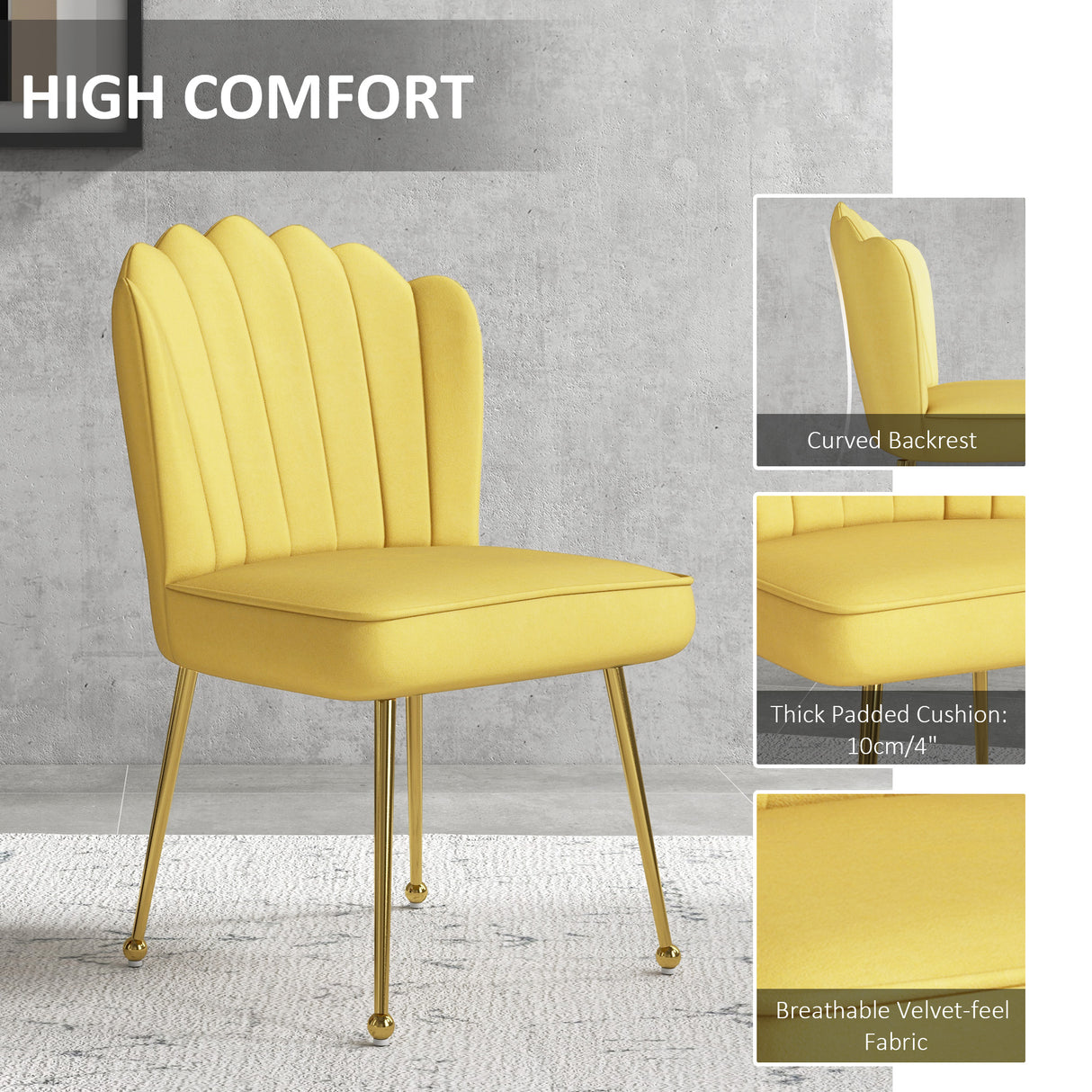 Velvet Accent Chair 57cm Wide With Metal Legs in Set Of 2 - Velmora