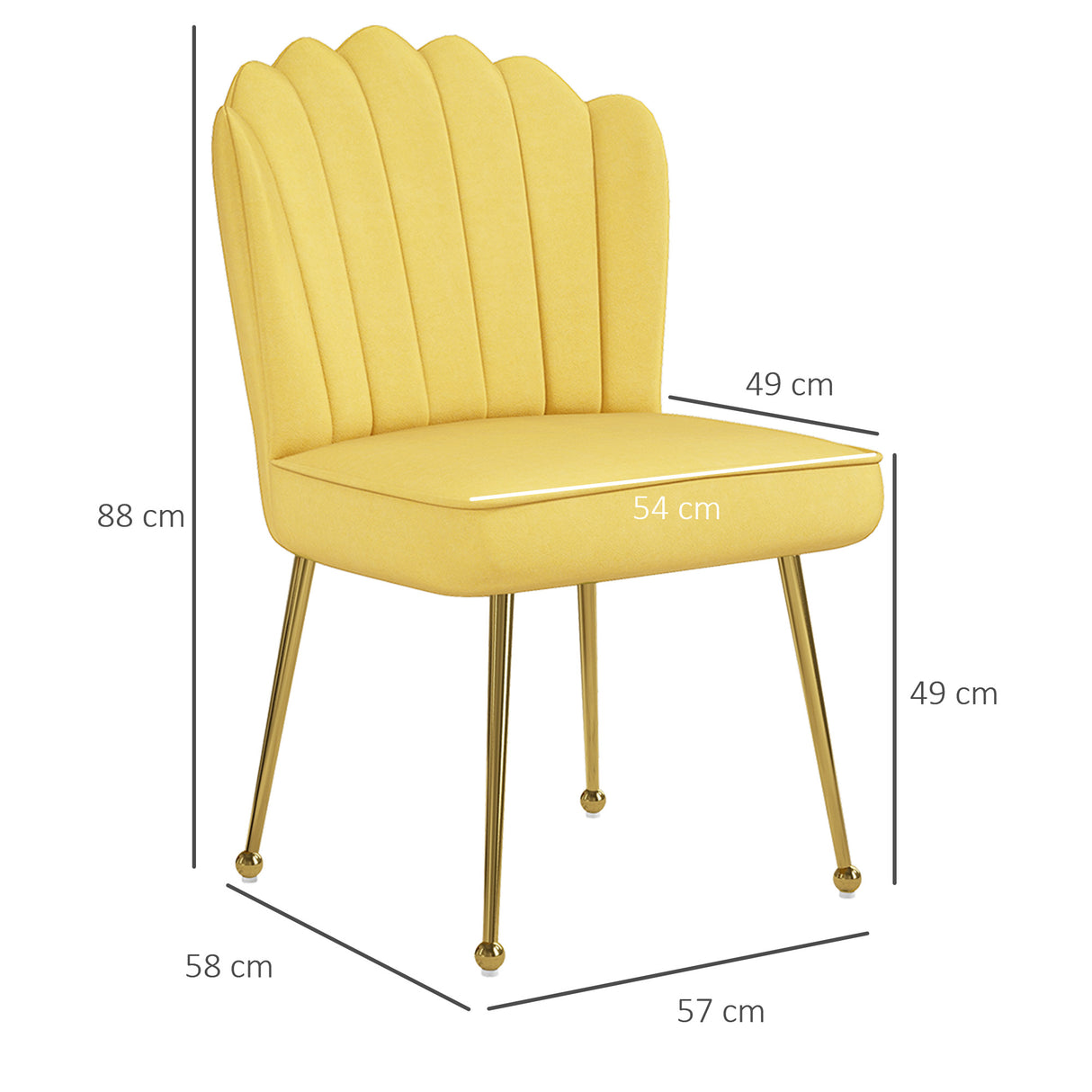 Velvet Accent Chair 57cm Wide With Metal Legs in Set Of 2 - Velmora