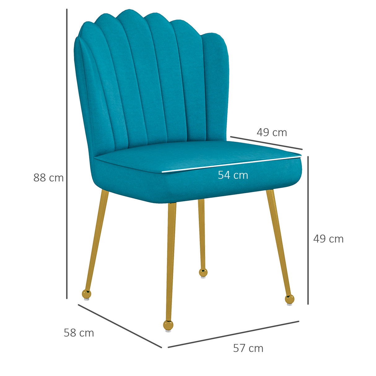 Velvet Accent Chair 57cm Wide With Metal Legs in Set Of 2 - Velmora