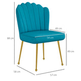 Velvet Accent Chair 57cm Wide With Metal Legs in Set Of 2 - Velmora