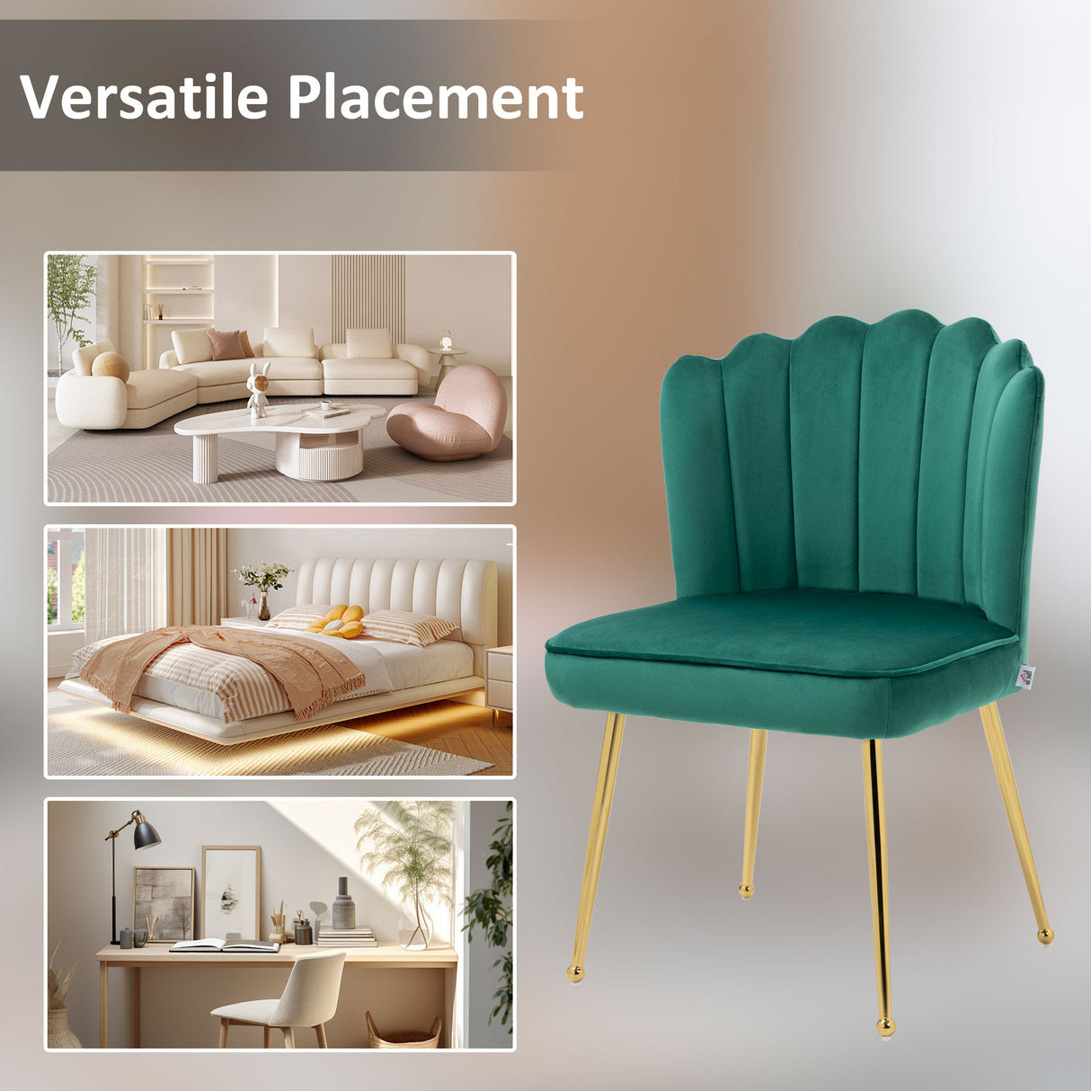 Velvet Accent Chair 57cm Wide With Metal Legs - Velmora
