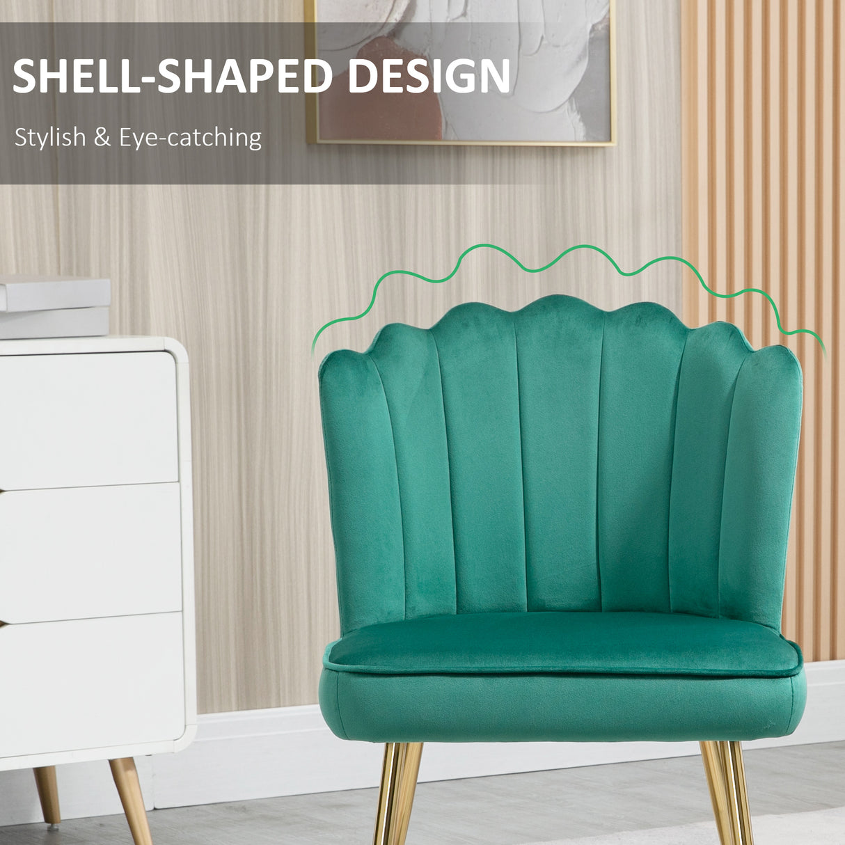 Velvet Accent Chair 57cm Wide With Metal Legs - Velmora