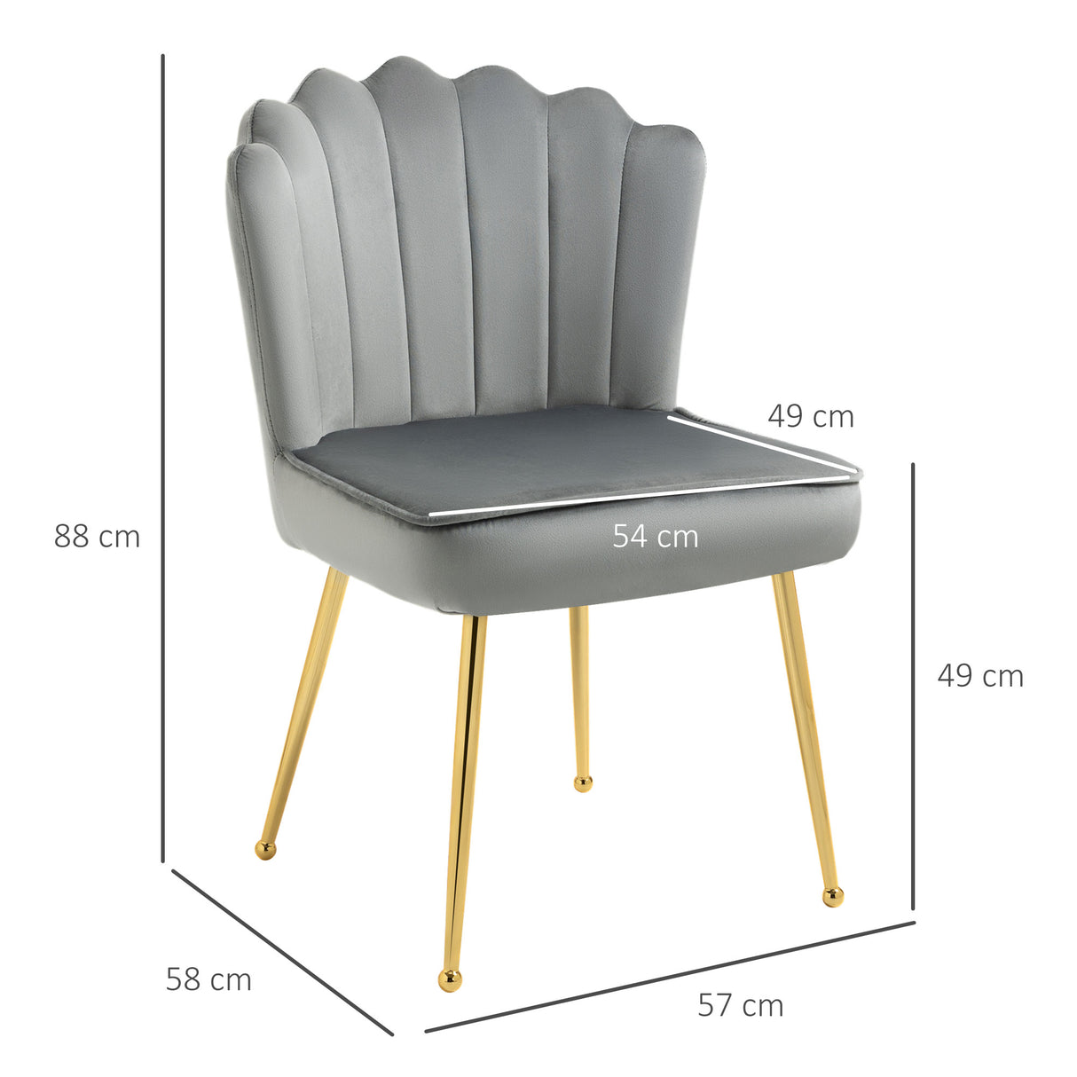 Velvet Accent Chair 57cm Wide With Metal Legs - Velmora