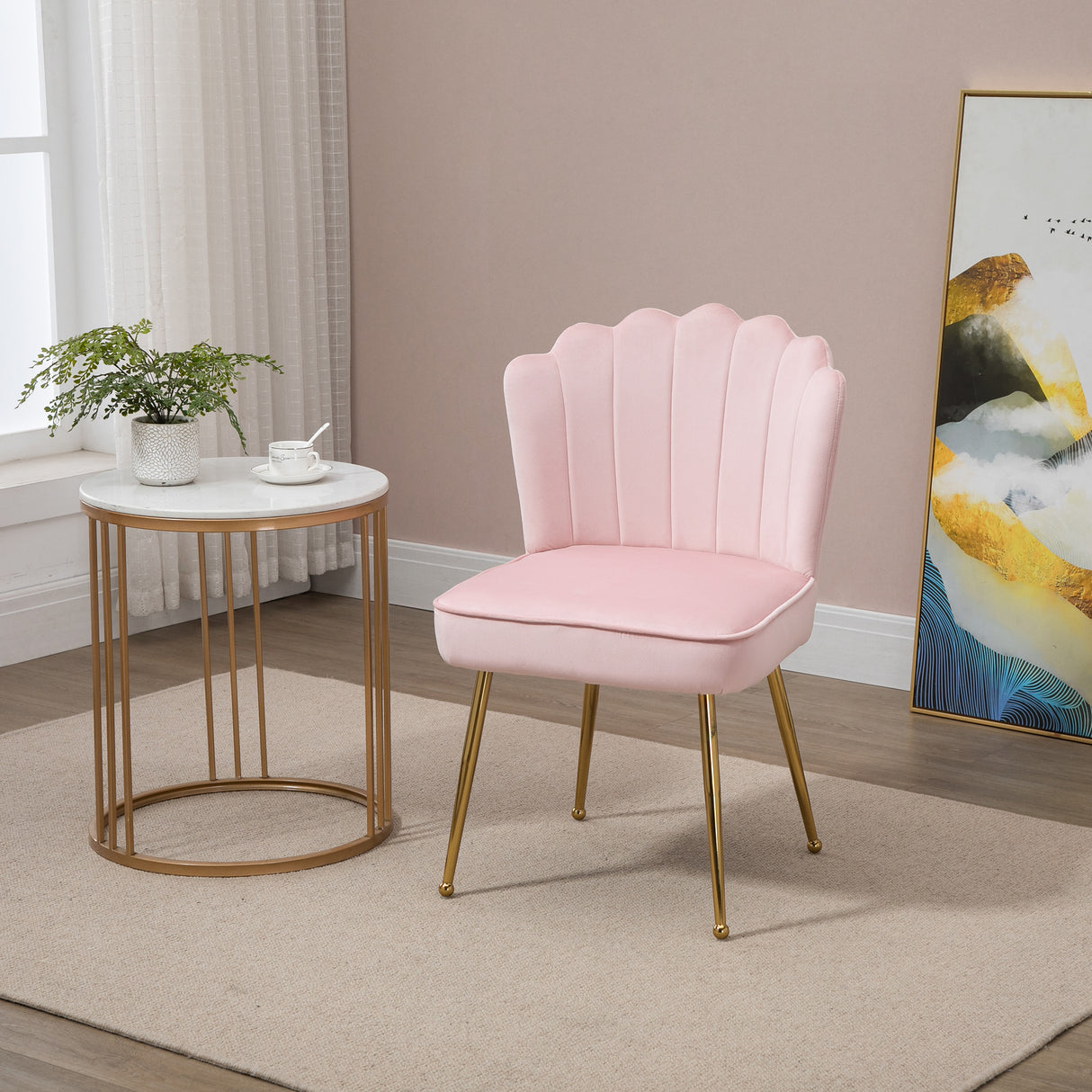 Velvet Accent Chair 57cm Wide With Metal Legs - Velmora