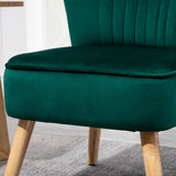 Velvet Accent Chair 57cm Wide With Wooden Legs in Set Of 2 - Velmora