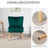 Velvet Accent Chair 57cm Wide With Wooden Legs in Set Of 2 - Velmora