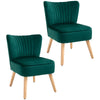 Velvet Accent Chair 57cm Wide With Wooden Legs in Set Of 2 - Velmora