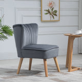 Velvet Accent Chair 57cm Wide With Wooden Legs in Set Of 2 - Velmora