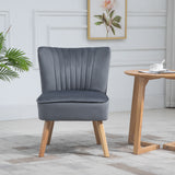 Velvet Accent Chair 57cm Wide With Wooden Legs in Set Of 2 - Velmora