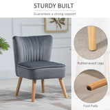 Velvet Accent Chair 57cm Wide With Wooden Legs in Set Of 2 - Velmora