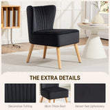 Velvet Accent Chair 57cm Wide With Wooden Legs - Velmora