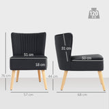 Velvet Accent Chair 57cm Wide With Wooden Legs - Velmora