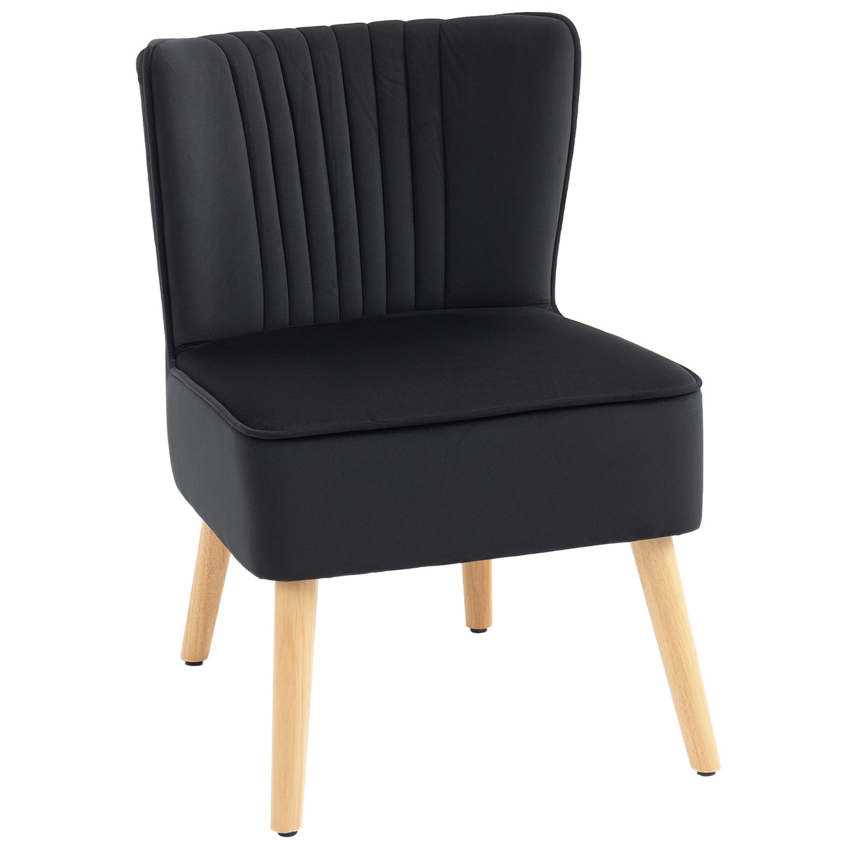 Velvet Accent Chair 57cm Wide With Wooden Legs - Velmora