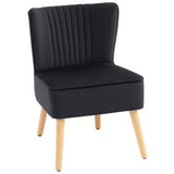 Velvet Accent Chair 57cm Wide With Wooden Legs - Velmora