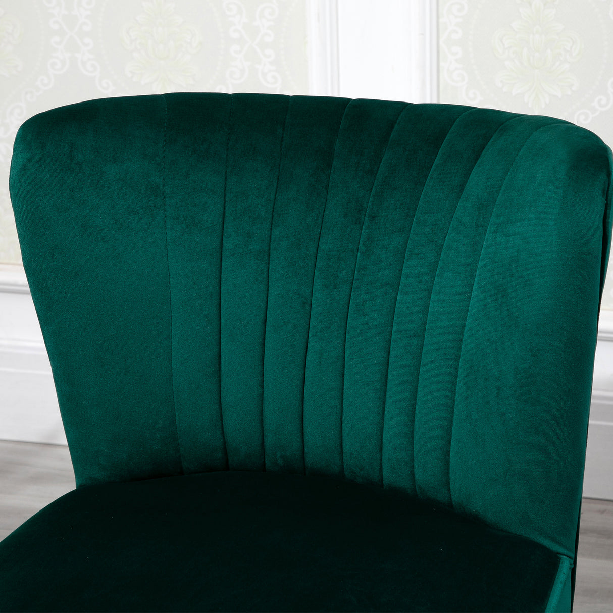 Velvet Accent Chair 57cm Wide With Wooden Legs - Velmora