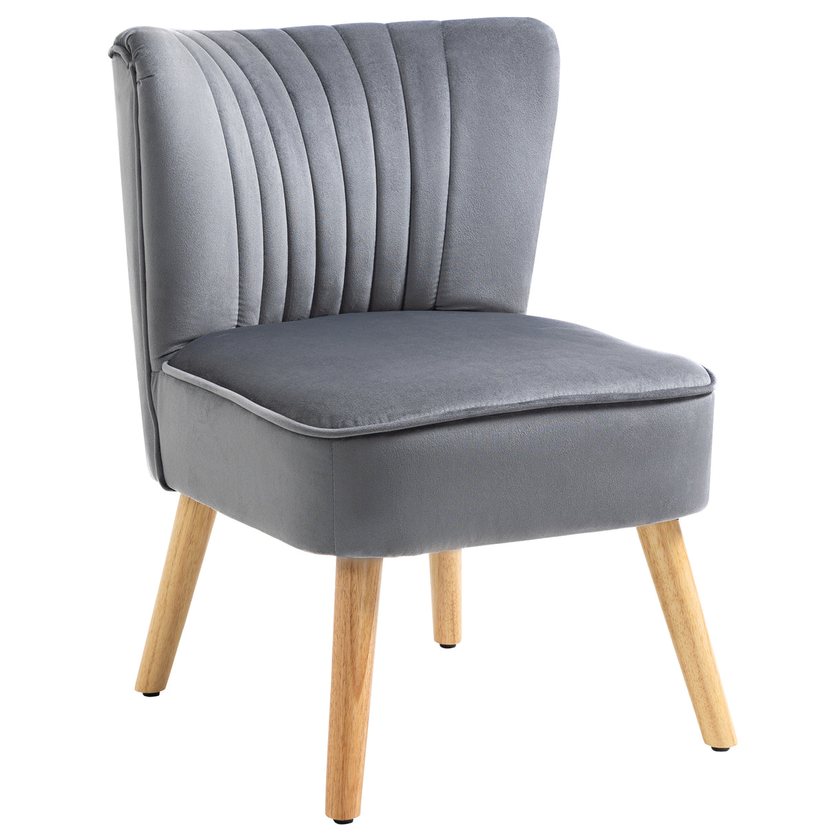 Velvet Accent Chair 57cm Wide With Wooden Legs - Velmora