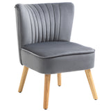 Velvet Accent Chair 57cm Wide With Wooden Legs - Velmora