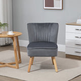 Velvet Accent Chair 57cm Wide With Wooden Legs - Velmora