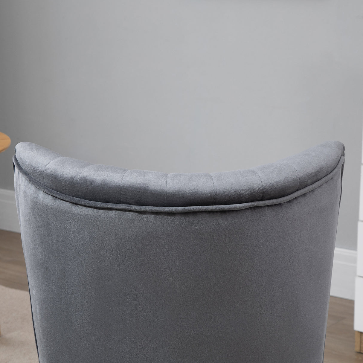 Velvet Accent Chair 57cm Wide With Wooden Legs - Velmora