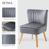 Velvet Accent Chair 57cm Wide With Wooden Legs - Velmora