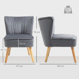 Velvet Accent Chair 57cm Wide With Wooden Legs - Velmora