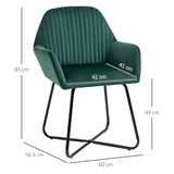 Velvet Accent Chair 60cm Wide With Metal Base in Set Of 2 - Velmora