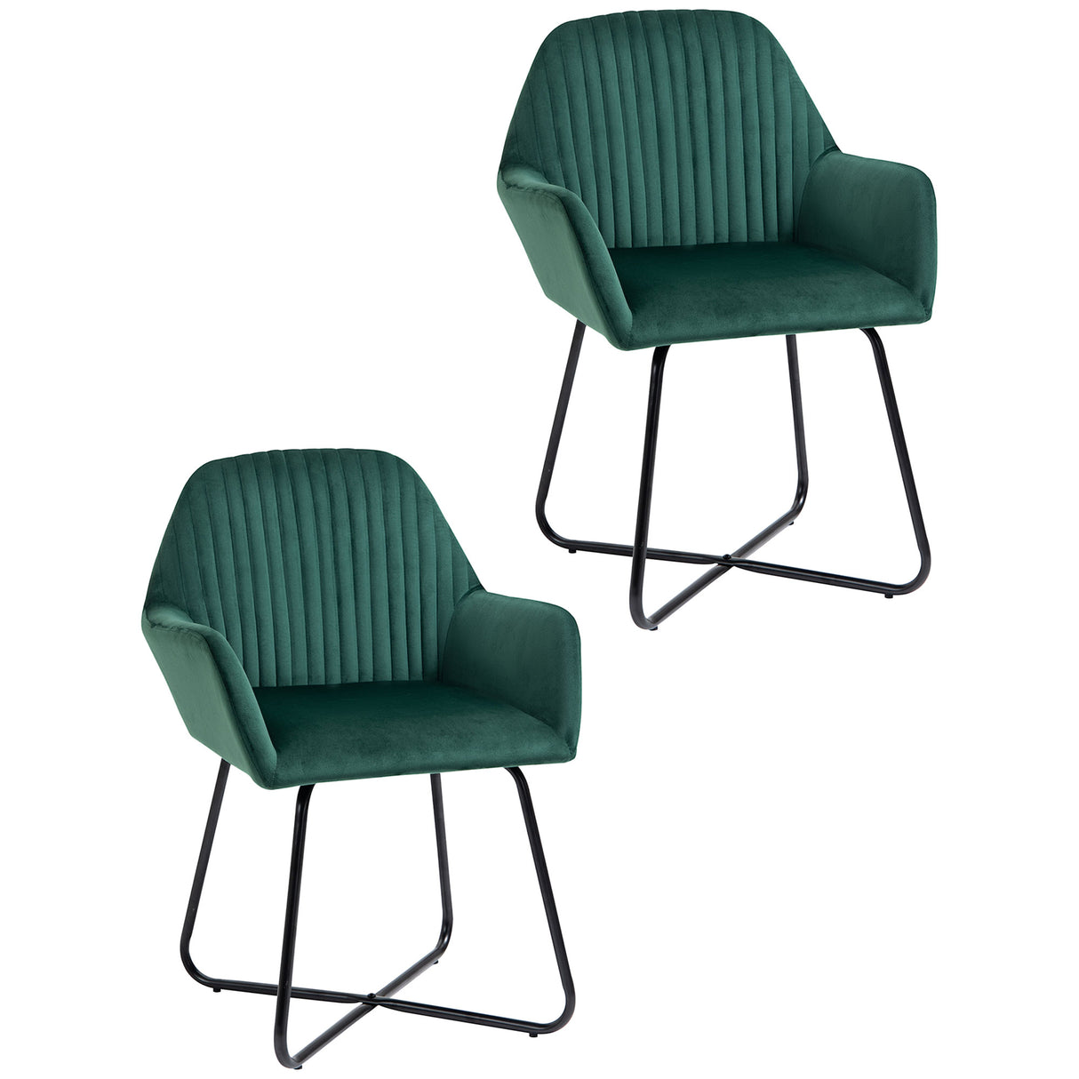 Velvet Accent Chair 60cm Wide With Metal Base in Set Of 2 - Velmora