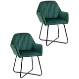 Velvet Accent Chair 60cm Wide With Metal Base in Set Of 2 - Velmora