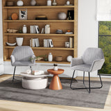 Velvet Accent Chair 60cm Wide With Metal Base in Set Of 2 - Velmora