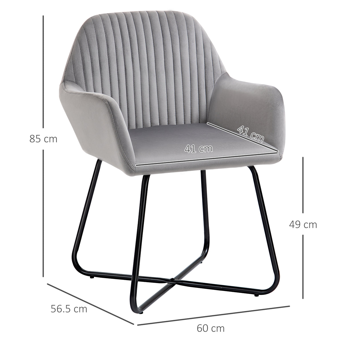Velvet Accent Chair 60cm Wide With Metal Base in Set Of 2 - Velmora