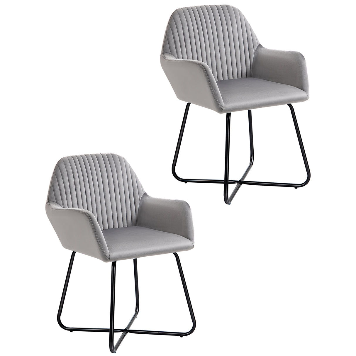 Velvet Accent Chair 60cm Wide With Metal Base in Set Of 2 - Velmora