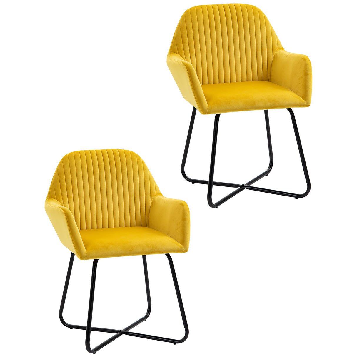 Velvet Accent Chair 60cm Wide With Metal Base in Set Of 2 - Velmora