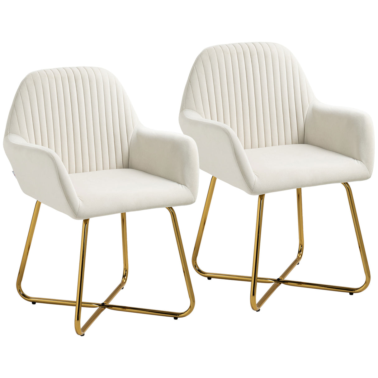 Velvet Accent Chair 60cm Wide With Metal Base in Set Of 2 - Velmora