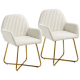 Velvet Accent Chair 60cm Wide With Metal Base in Set Of 2 - Velmora