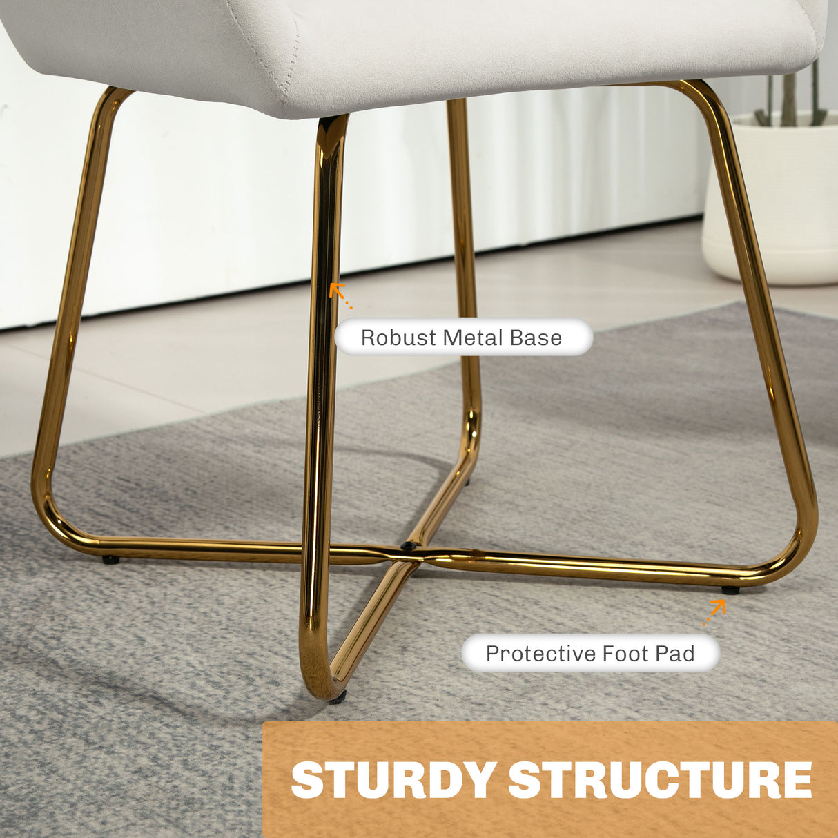Velvet Accent Chair 60cm Wide With Metal Base in Set Of 2 - Velmora