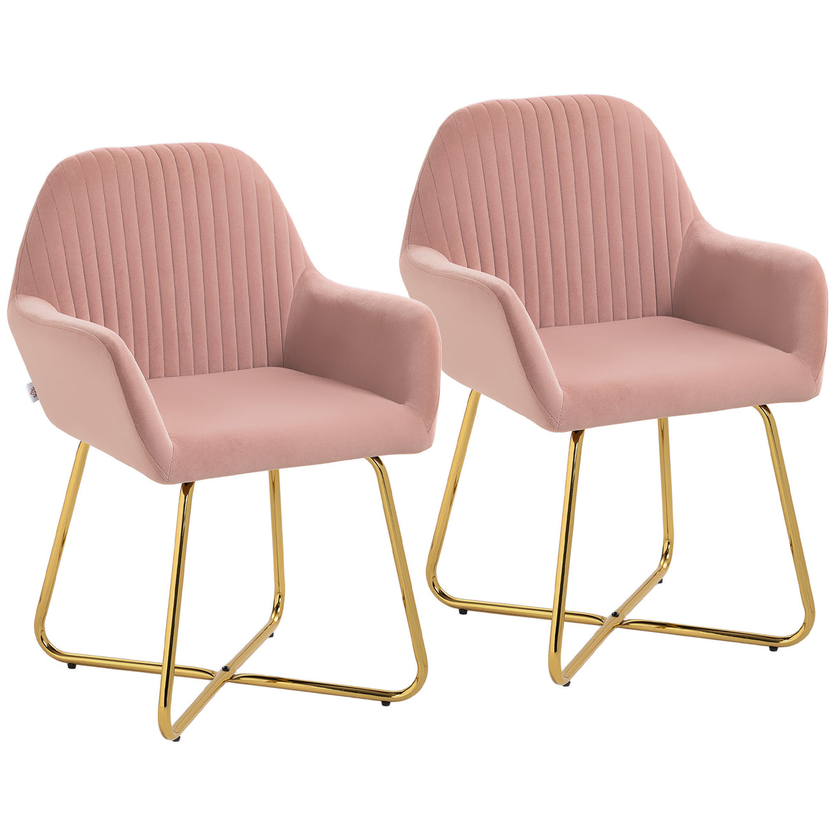 Velvet Accent Chair 60cm Wide With Metal Base in Set Of 2 - Velmora