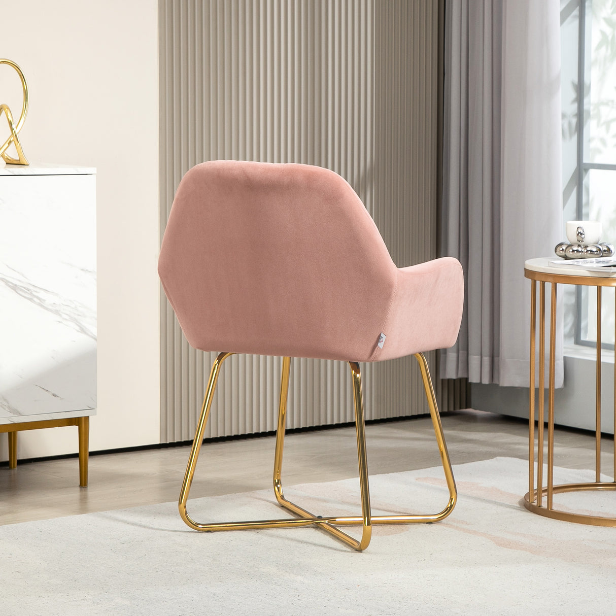 Velvet Accent Chair 60cm Wide With Metal Base in Set Of 2 - Velmora