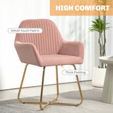 Velvet Accent Chair 60cm Wide With Metal Base in Set Of 2 - Velmora