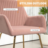 Velvet Accent Chair 60cm Wide With Metal Base in Set Of 2 - Velmora