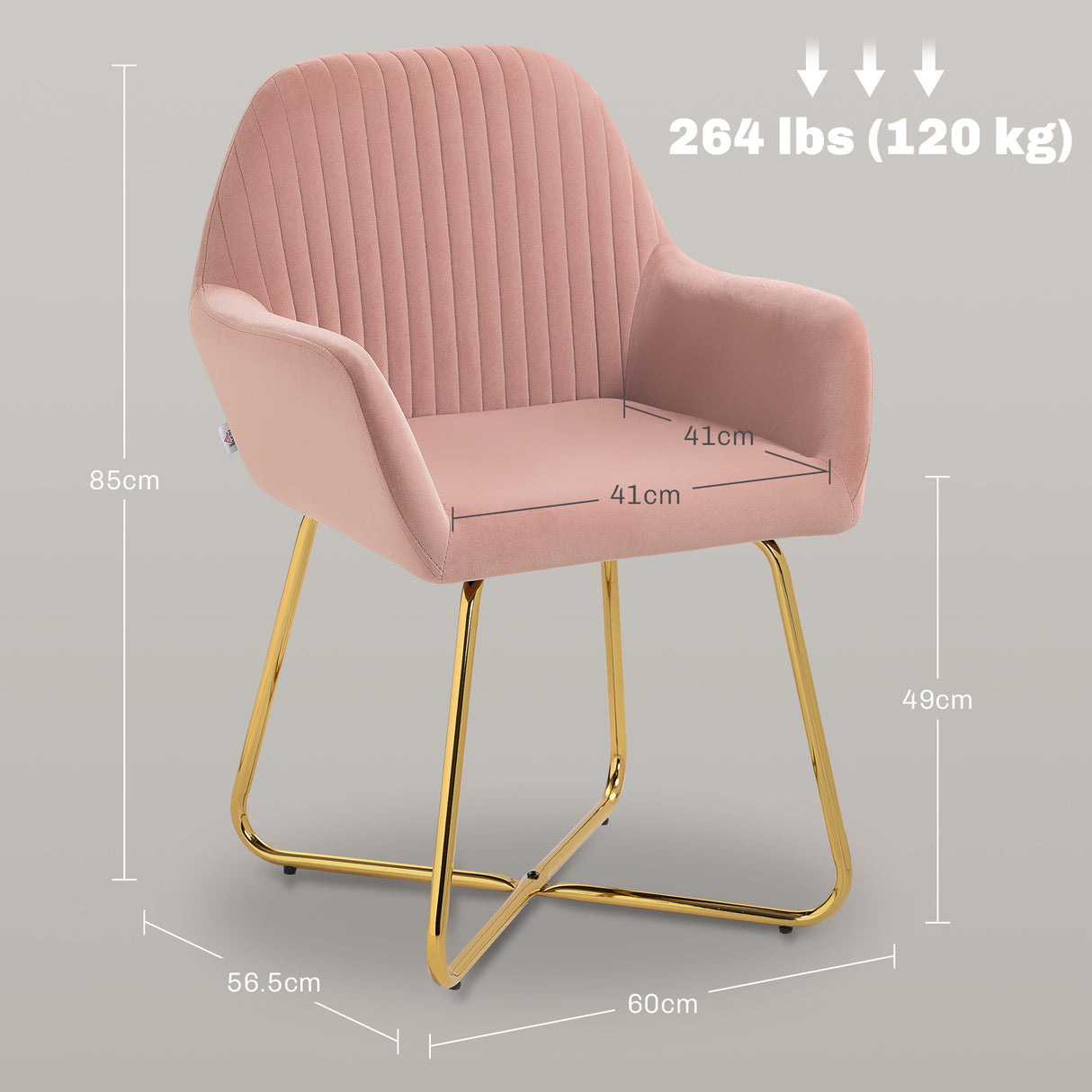 Velvet Accent Chair 60cm Wide With Metal Base in Set Of 2 - Velmora