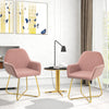 Velvet Accent Chair 60cm Wide With Metal Base in Set Of 2 - Velmora