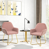Velvet Accent Chair 60cm Wide With Metal Base in Set Of 2 - Velmora
