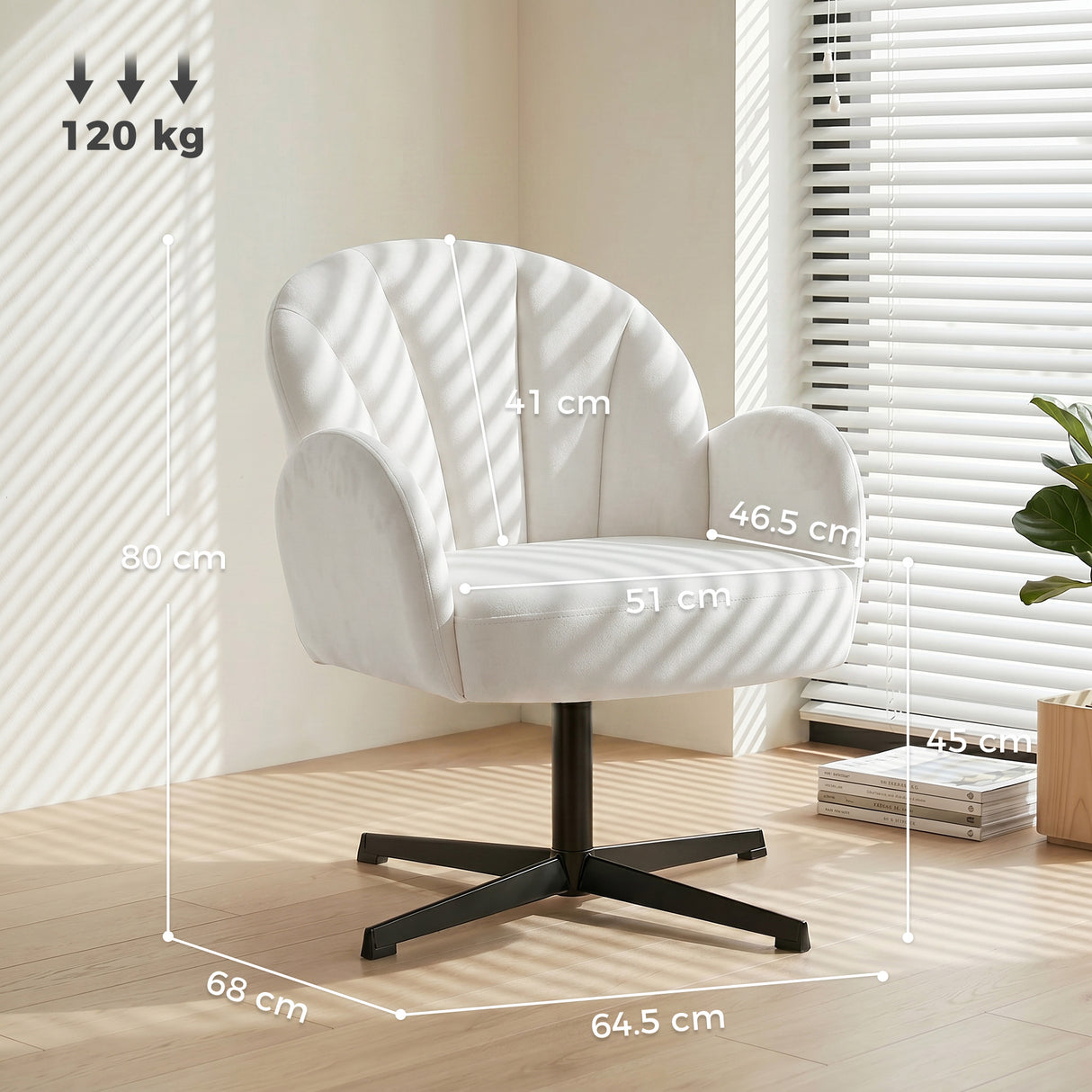 Velvet Accent Chair 64.5cm Wide With Metal Base - Velmora