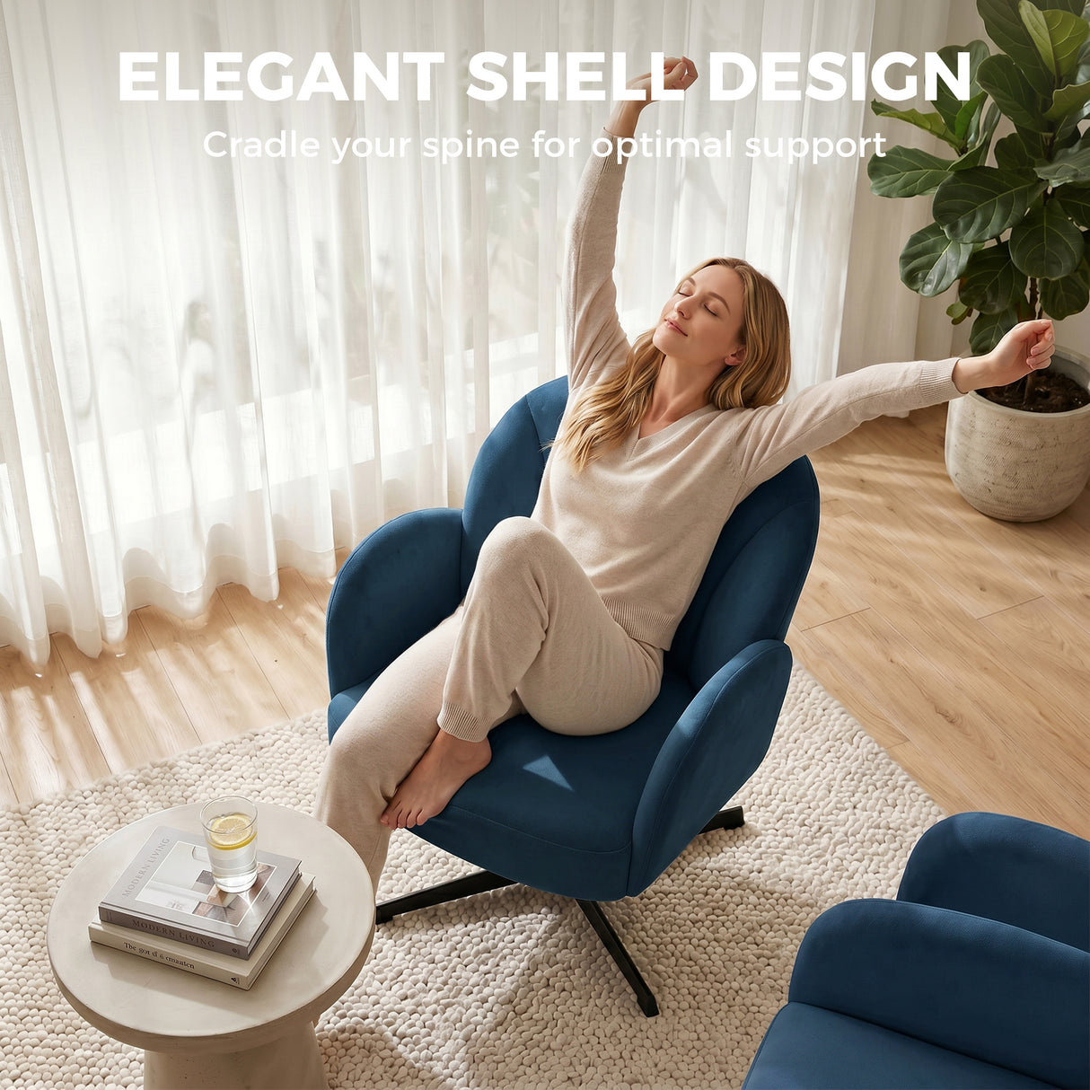 Velvet Accent Chair 64.5cm Wide With Metal Base - Velmora