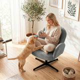 Velvet Accent Chair 64.5cm Wide With Metal Base - Velmora