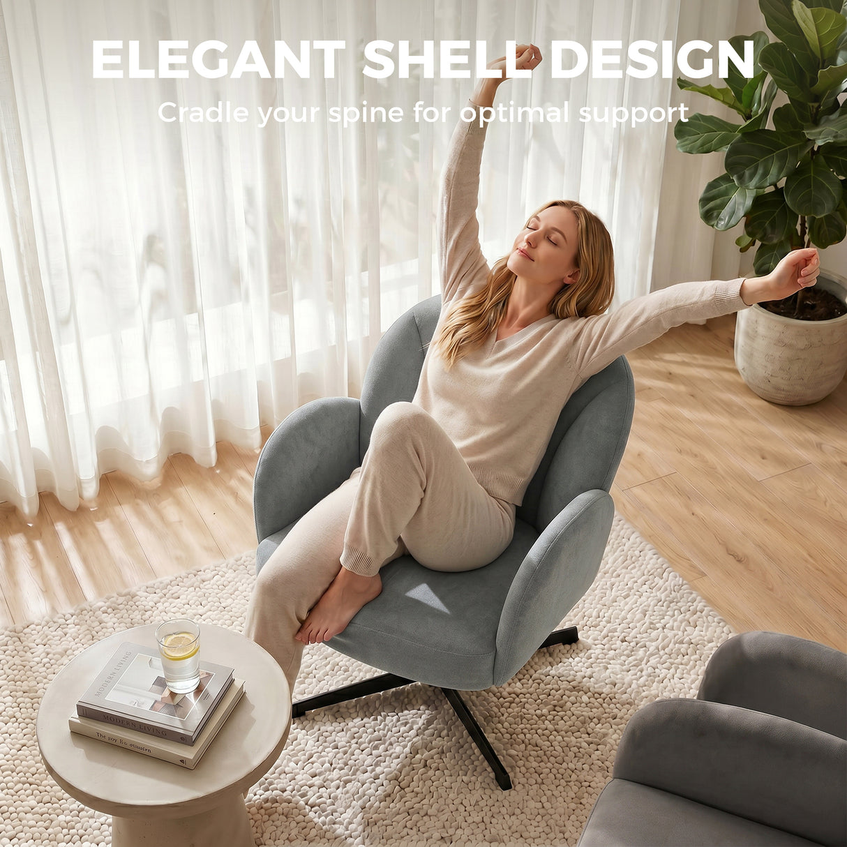 Velvet Accent Chair 64.5cm Wide With Metal Base - Velmora