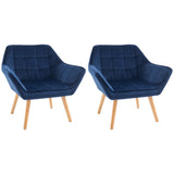 Velvet Accent Chair 64cm Wide With Wooden Legs - Velmora