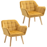 Velvet Accent Chair 64cm Wide With Wooden Legs - Velmora