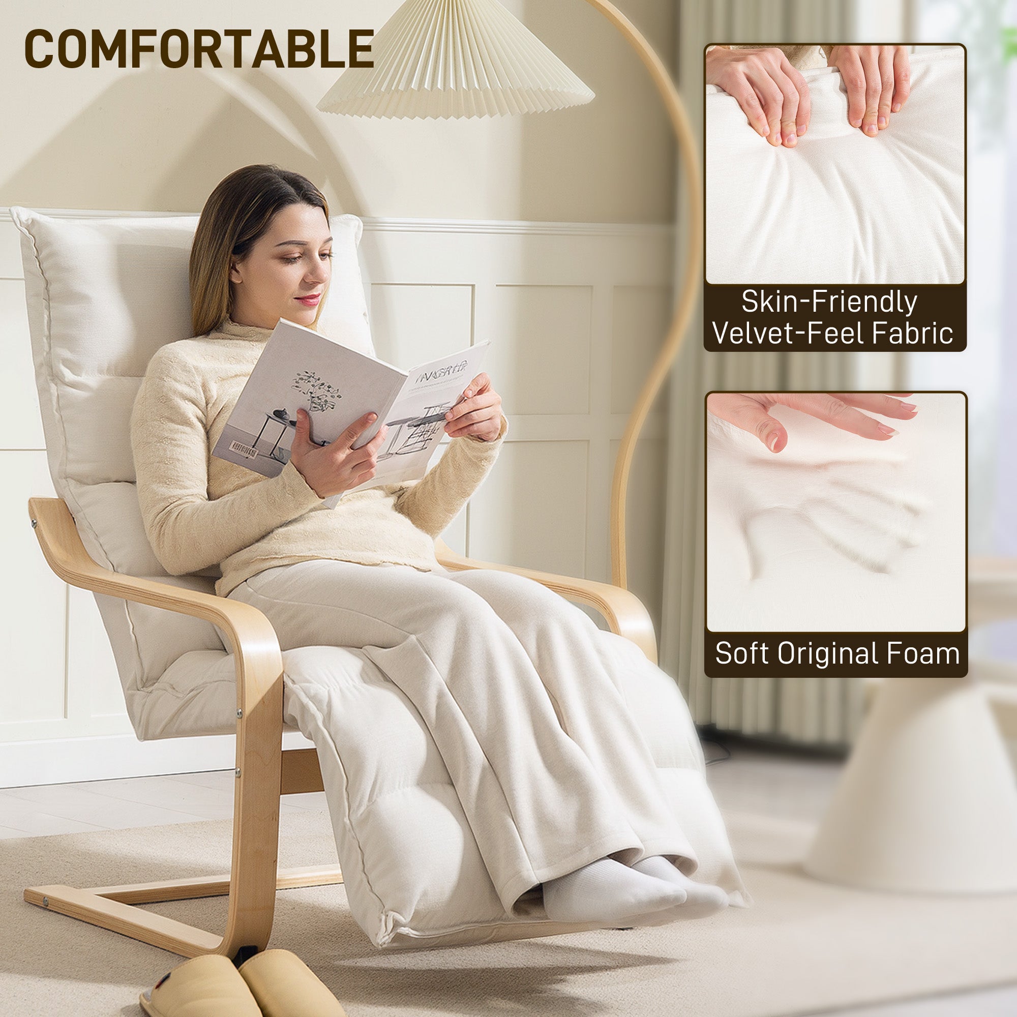 Velvet Accent Chair 67cm Wide With Adjustable Footrest - Velmora
